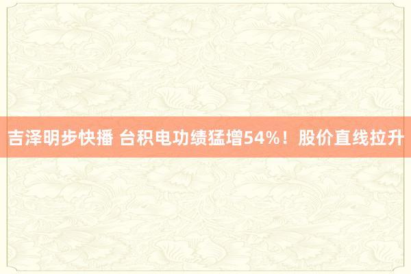 吉泽明步快播 台积电功绩猛增54%！股价直线拉升