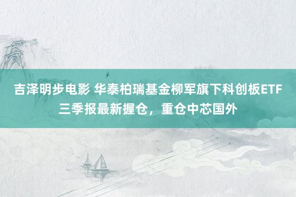吉泽明步电影 华泰柏瑞基金柳军旗下科创板ETF三季报最新握仓，重仓中芯国外