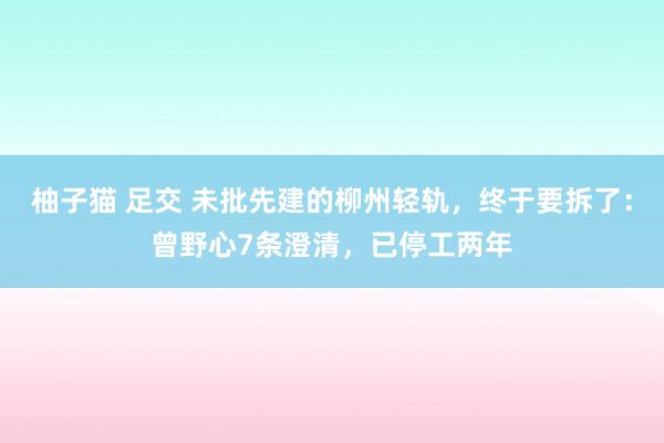 柚子猫 足交 未批先建的柳州轻轨，终于要拆了：曾野心7条澄清，已停工两年