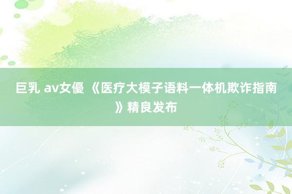 巨乳 av女優 《医疗大模子语料一体机欺诈指南》精良发布