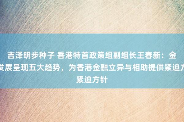 吉泽明步种子 香港特首政策组副组长王春新：金融发展呈现五大趋势，为香港金融立异与相助提供紧迫方针