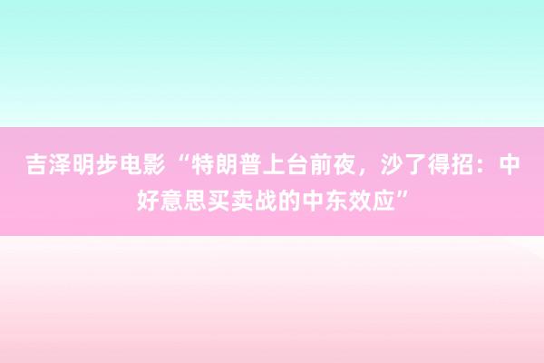 吉泽明步电影 “特朗普上台前夜，沙了得招：中好意思买卖战的中东效应”