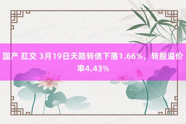 国产 肛交 3月19日天路转债下落1.66%，转股溢价率4.43%