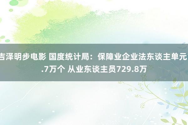 吉泽明步电影 国度统计局：保障业企业法东谈主单元1.7万个 从业东谈主员729.8万