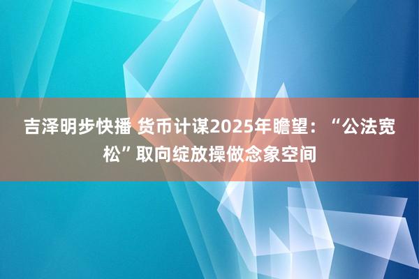 吉泽明步快播 货币计谋2025年瞻望：“公法宽松”取向绽放操做念象空间