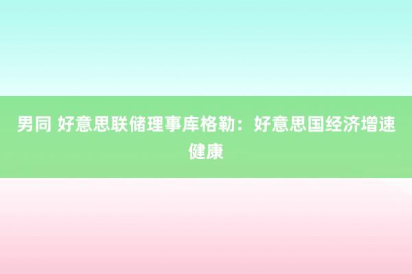 男同 好意思联储理事库格勒：好意思国经济增速健康