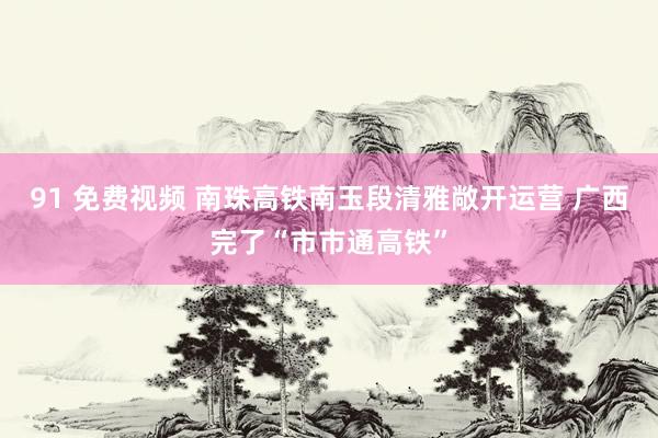 91 免费视频 南珠高铁南玉段清雅敞开运营 广西完了“市市通高铁”