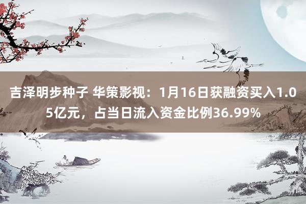 吉泽明步种子 华策影视：1月16日获融资买入1.05亿元，占当日流入资金比例36.99%