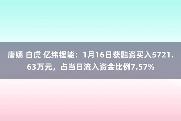 唐嫣 白虎 亿纬锂能：1月16日获融资买入5721.63万元，占当日流入资金比例7.57%