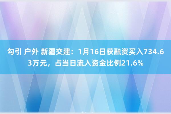 勾引 户外 新疆交建：1月16日获融资买入734.63万元，占当日流入资金比例21.6%