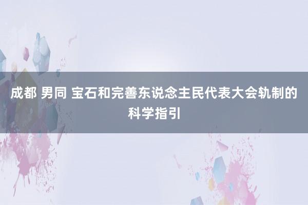 成都 男同 宝石和完善东说念主民代表大会轨制的科学指引