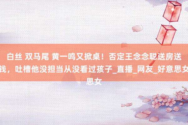 白丝 双马尾 黄一鸣又掀桌！否定王念念聪送房送钱，吐槽他没担当从没看过孩子_直播_网友_好意思女