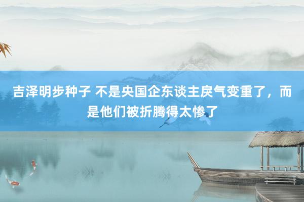 吉泽明步种子 不是央国企东谈主戾气变重了，而是他们被折腾得太惨了