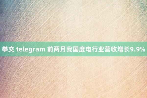 拳交 telegram 前两月我国度电行业营收增长9.9%