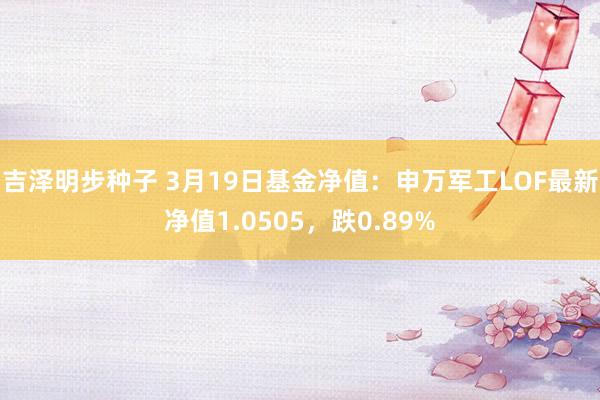 吉泽明步种子 3月19日基金净值：申万军工LOF最新净值1.0505，跌0.89%