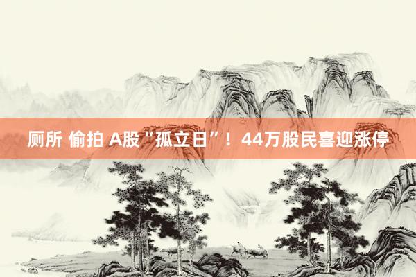 厕所 偷拍 A股“孤立日”！44万股民喜迎涨停