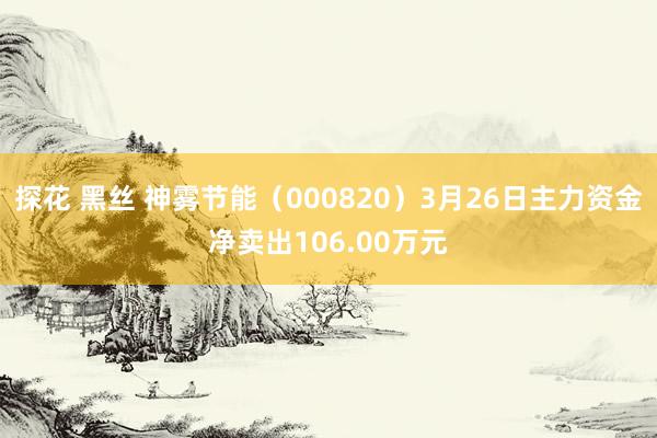 探花 黑丝 神雾节能（000820）3月26日主力资金净卖出106.00万元
