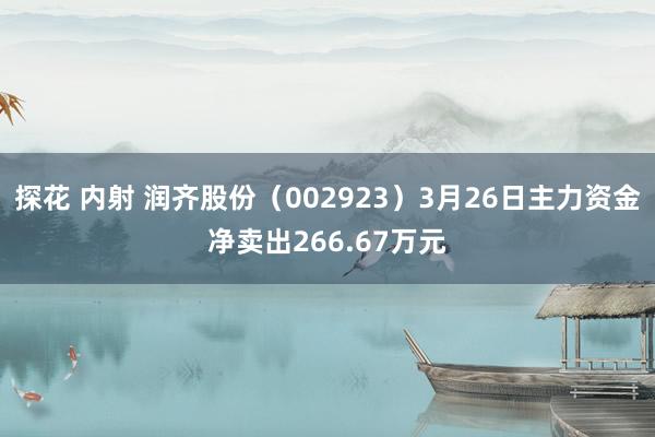 探花 内射 润齐股份（002923）3月26日主力资金净卖出266.67万元