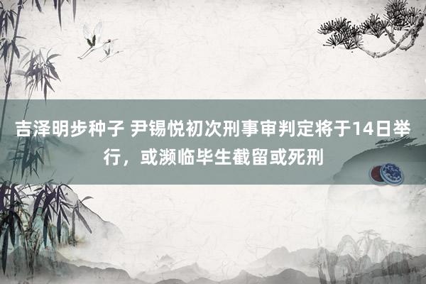 吉泽明步种子 尹锡悦初次刑事审判定将于14日举行，或濒临毕生截留或死刑