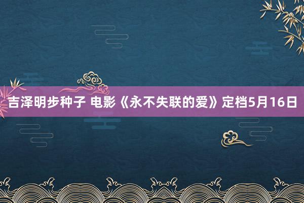 吉泽明步种子 电影《永不失联的爱》定档5月16日