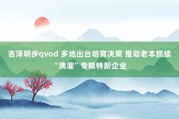 吉泽明步qvod 多地出台培育决策 推动老本抓续“滴灌”专精特新企业