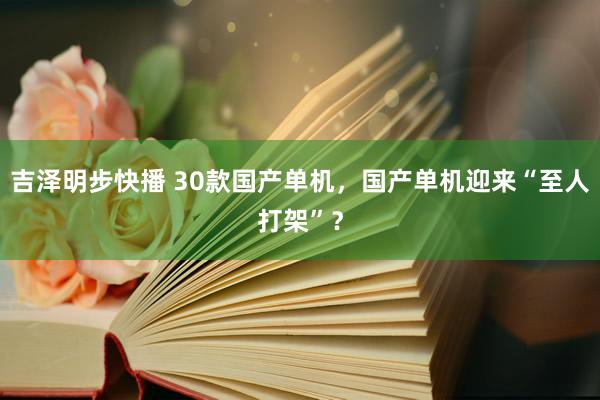 吉泽明步快播 30款国产单机，国产单机迎来“至人打架”？