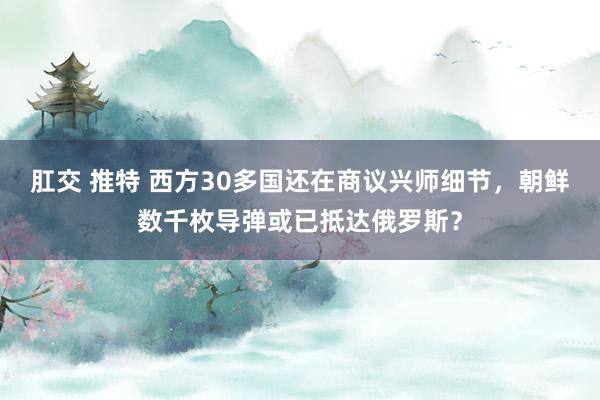 肛交 推特 西方30多国还在商议兴师细节，朝鲜数千枚导弹或已抵达俄罗斯？