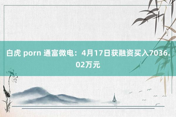 白虎 porn 通富微电：4月17日获融资买入7036.02万元