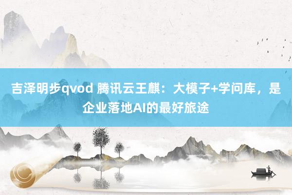 吉泽明步qvod 腾讯云王麒：大模子+学问库，是企业落地AI的最好旅途