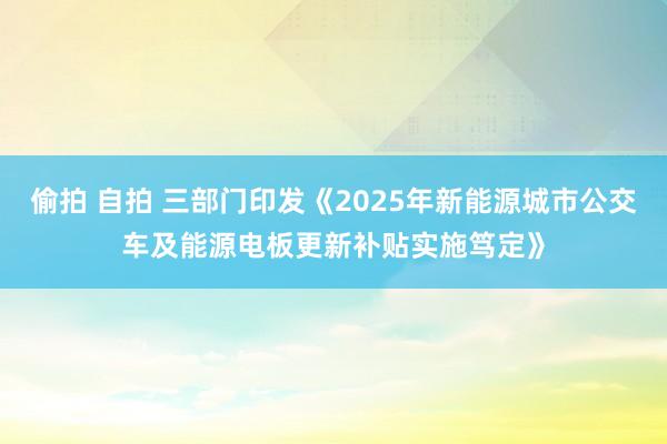 偷拍 自拍 三部门印发《2025年新能源城市公交车及能源电板更新补贴实施笃定》