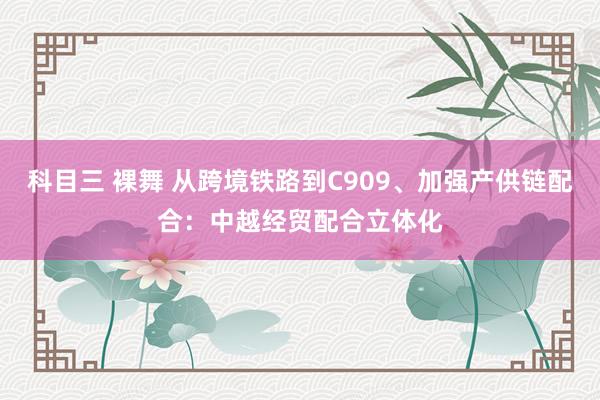 科目三 裸舞 从跨境铁路到C909、加强产供链配合：中越经贸配合立体化