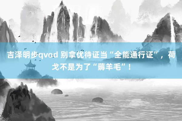 吉泽明步qvod 别拿优待证当“全能通行证”，荷戈不是为了“薅羊毛”！