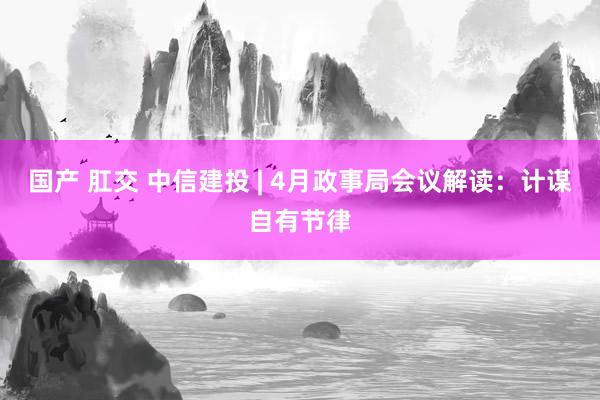 国产 肛交 中信建投 | 4月政事局会议解读：计谋自有节律